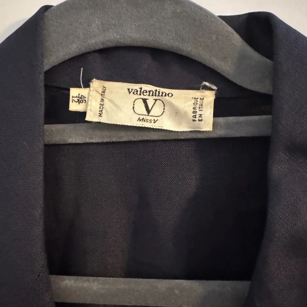 Vintage Valentino "Miss V" Navy and White Collared Dress- Vintage Size 12 - Picture 2 of 12